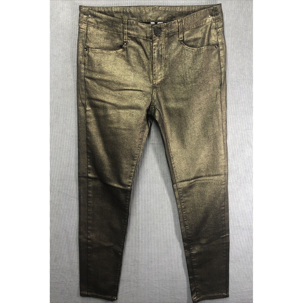 MNG Jeans Womens Gold Denim Pants Size 10 Festive Grunge